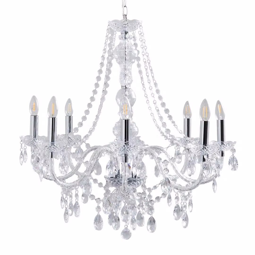 Pagazzi Vivienne 8 Light Chrome and Transparent Crystal Chandelier Ceiling Pendant in Silver – 2