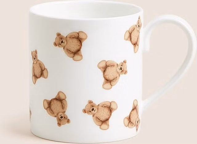 Spencer Bear Ceramic Mug in Multicolour and White