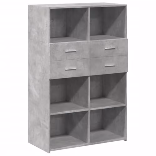 vidaXL Modern Highboard in Concrete Grey, MDF, W/D/H: 80 x 42.5 x 124 cm