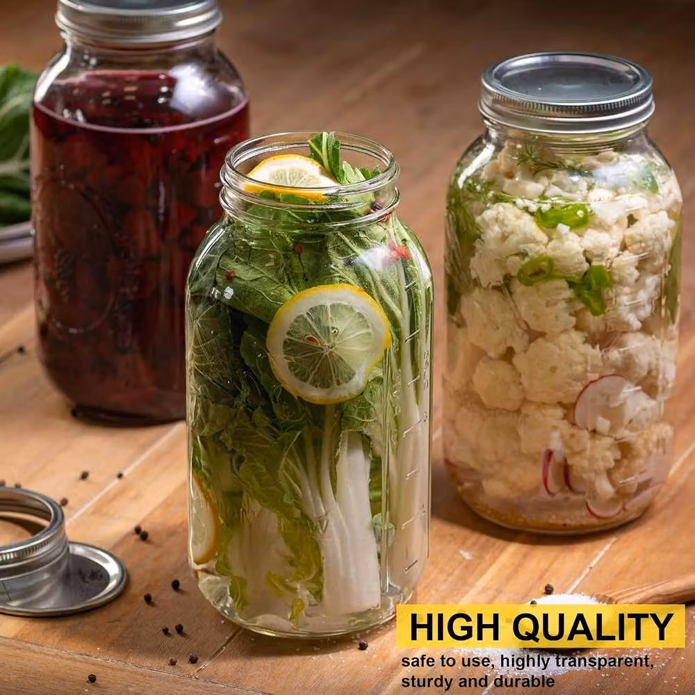 ATEK 6 Pack Clear Glass Clip Top Pickling Jars with Airtight Lids, 2 l each – 3