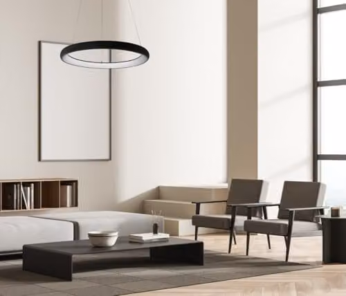 Netlighting Alessia Modern Integrated LED Ring Pendant Ceiling Light, Black, 4000K – 2