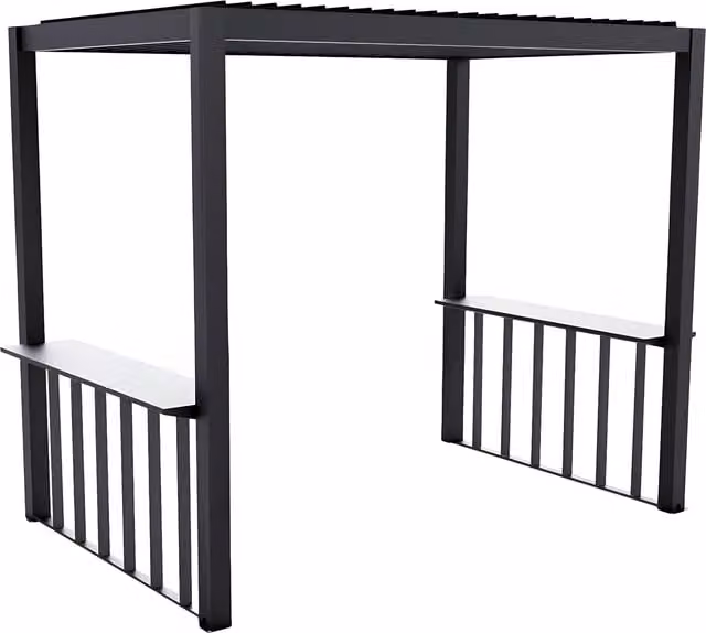 Primrose Living Deluxe BBQ Veranda with Louvered Aluminium Roof in Black