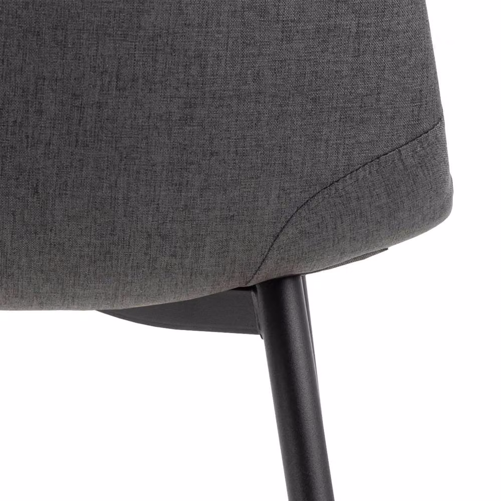 Wyld Haus Set of 4 Tipsyfern Upholstered Dining Chairs in Dark Grey with Matt Black Metal Legs – 5