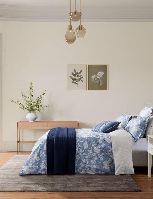 Bedeck of Belfast Liyana Reversible Blue Floral Pure Cotton Bedding Set, W: 200 cm