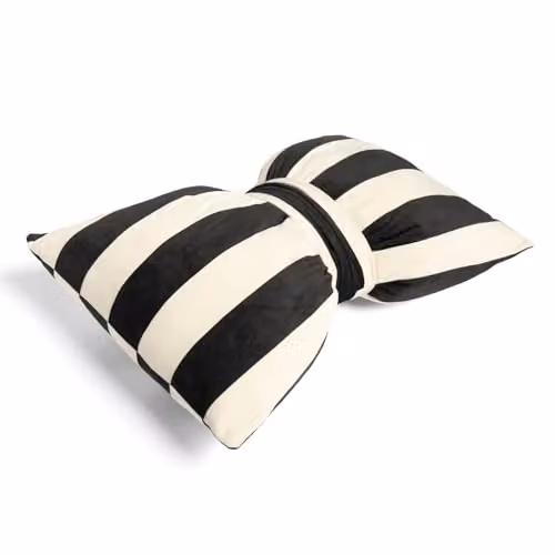 OHS Striped Bow Shaped Decorative Scatter Cushion in Black and White, W/H: 50 x 35 cm – 1