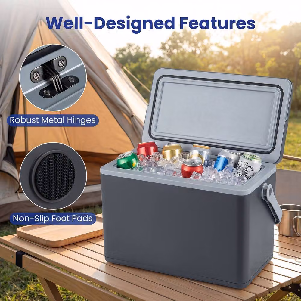 Costway Portable Hard Cooler 12L Injection Moulded Insulated Ice Chest in Grey – 2