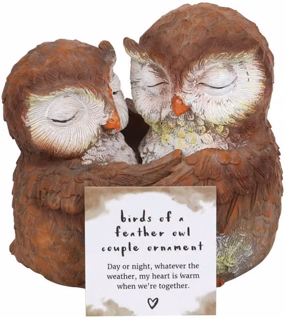 Giftz Galore Brown and White Owl Couple Ornament, W/D/H: 9.5 x 9.5 x 9.5 cm – 1