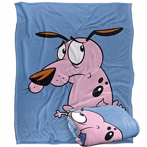 LOGOVISION Courage The Cowardly Dog Season 4 Super Soft Fleece Throw Blanket, White, W/D/H: 152 x 127 cm