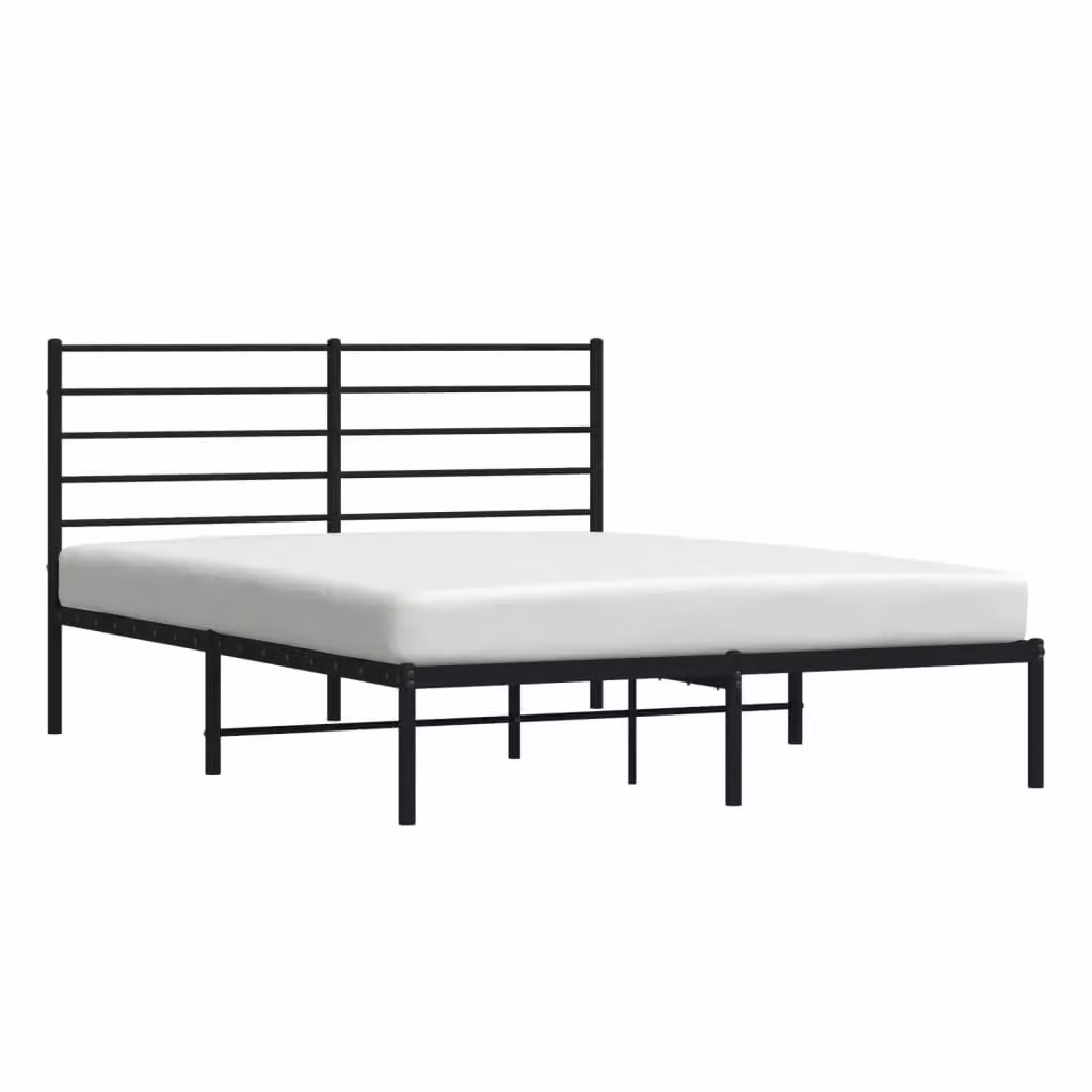 Berkfield Home Metal Bed Frame with Headboard in Black, W/D/H: 160 x 200 cm – 2