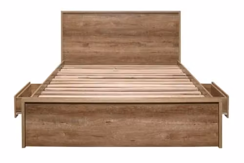 Birlea Stockwell Bed in Rustic Oak Effect with Drawers, Brown and Black, W/D/H: 150 x 200 x 104 cm – 4