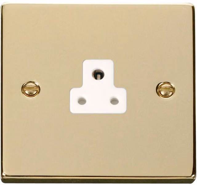 SE HOME Polished Brass 1 Gang 2A Round Pin Socket with White Plate