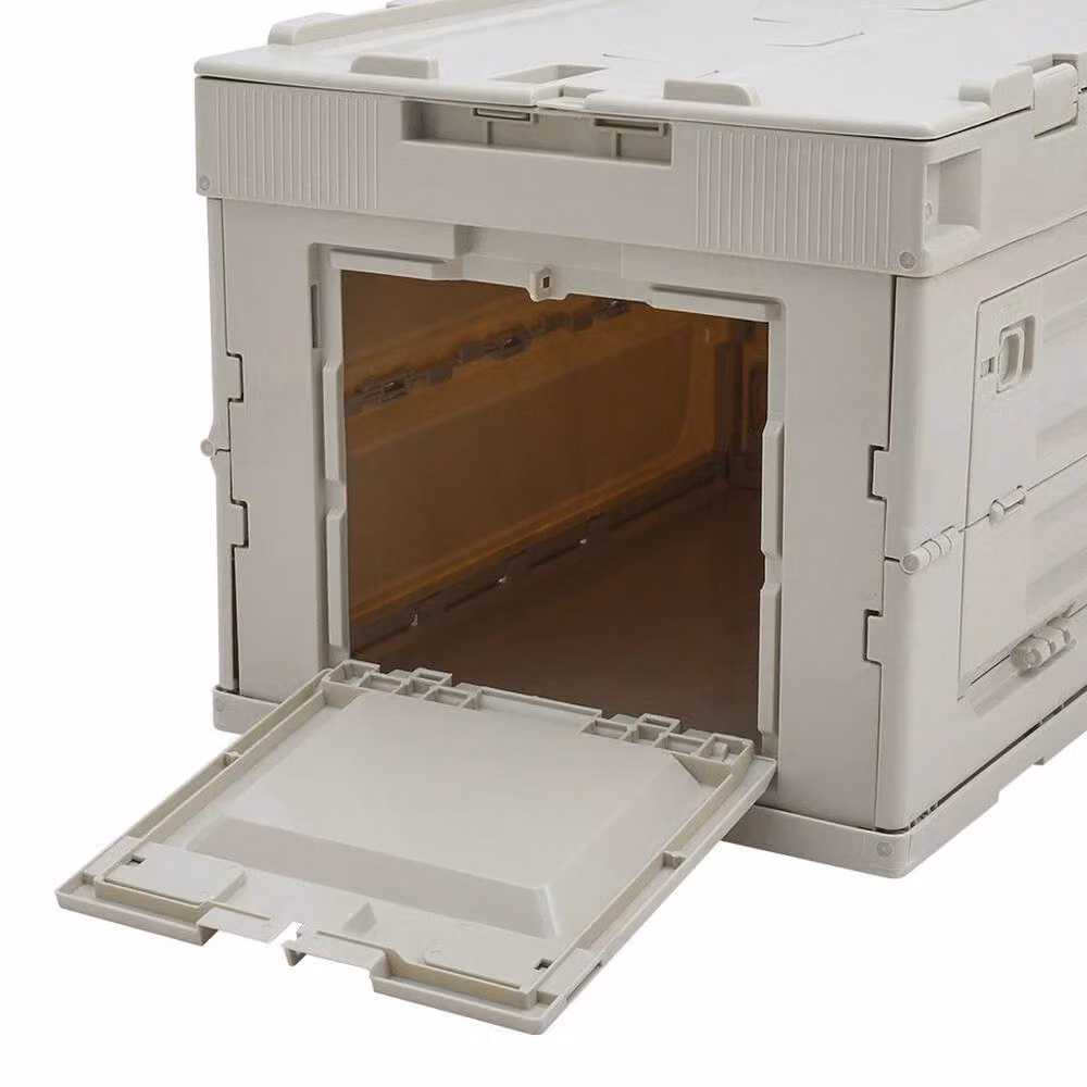 KORVIXA 60L Multi-Purpose Three-Door Open Type Storage Box with Lid and Handles, Beige, W: 50 cm – 3