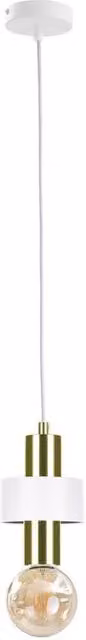 Netlighting Unica Slim Cylinder Pendant Ceiling Light in White and Gold, Diameter: 12 cm, E27