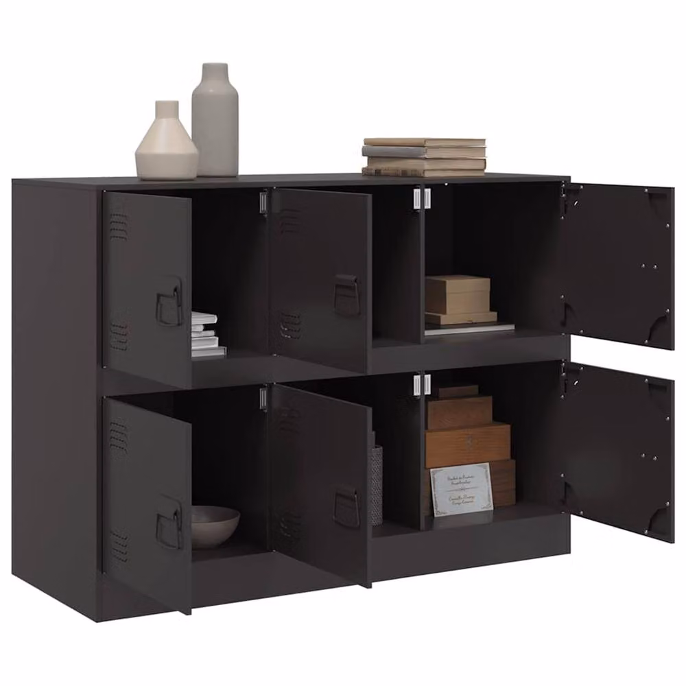 Berkfield Home Industrial Matt Black Metal Sideboard W/D/H: 99 x 39 x 73 cm – 3