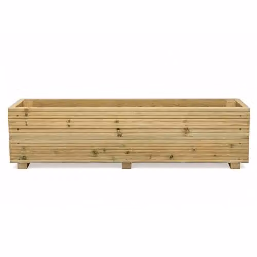 Planter Potters Brown Wooden Planter Tub for Ornamental, Herb and Vegetable Gardens W/D/H: 120 x 35 x 33 cm – 2