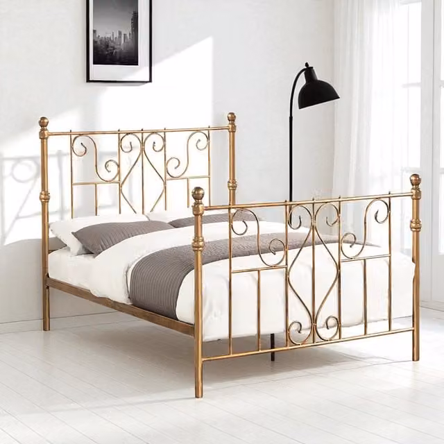 OAT Home Belgravia Victorian Style Metal Bed Frame in Bronze, King Size