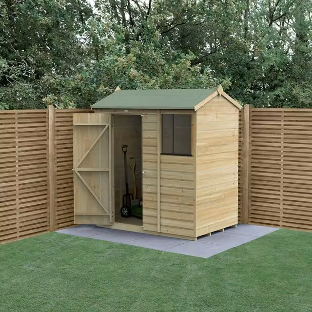 Beckwood Reverse Apex Wooden Garden Shed with Floor in Green and Brown
