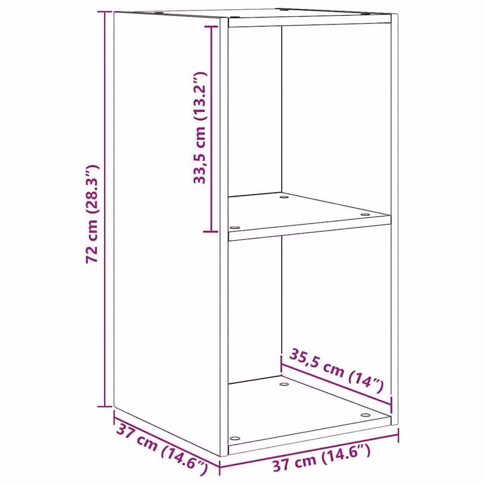 Berkfield Home 4-Piece Wall TV Cabinet in Black Oak, W/D/H: 37 x 37 x 72 cm – 7