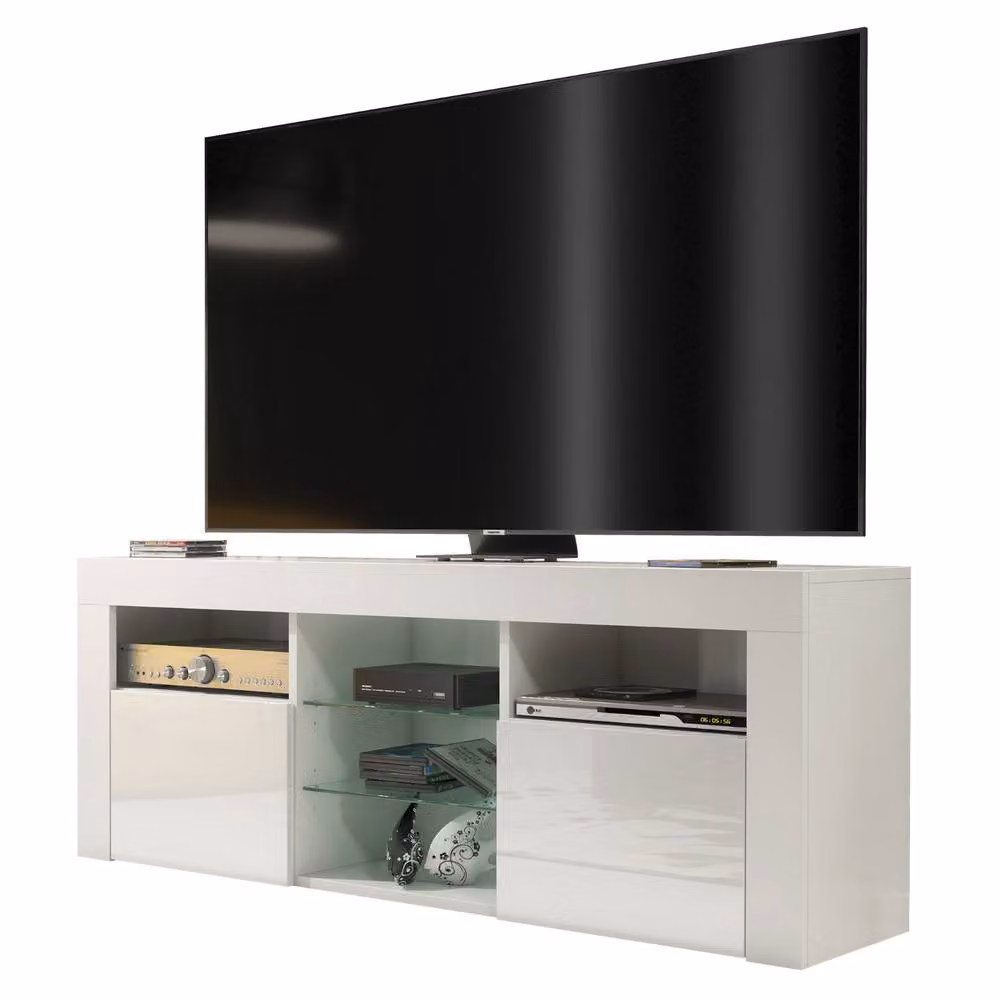Creative Furniture Pulse TV Unit, White with Glossy Doors, W: 145 cm, H: 53 cm, D: 35 cm – 3
