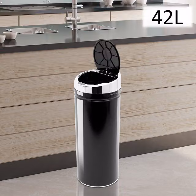 HOMCOM Stainless Steel Automatic Sensor Waste Bin, Black, 42l