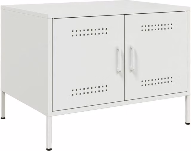 Berkfield Home Industrial Metal Coffee Table, White, W: 68 cm, D: 50 cm, H: 50.5 cm – 1