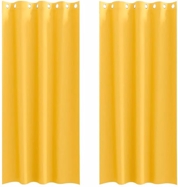 Berkfield Home Blackout Fabric Curtains, 2 Pack, Yellow, H 245 x W 140 cm