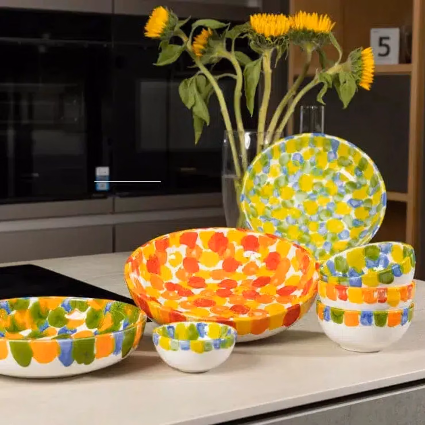 Verano Petalo Hand Painted Ceramic Tapas Bowls Set of 6, Multicolour, Diameter: 9 cm – 2