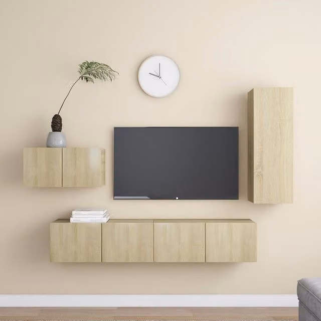Berkfield Home 4 Piece Modern TV Cabinet Set in Sonoma Oak and Brown Engineered Wood