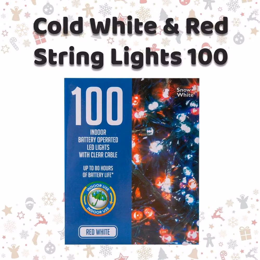 VFM e-Store Christmas String Lights with 100 Bulbs in White, Red and Multicolour – 2
