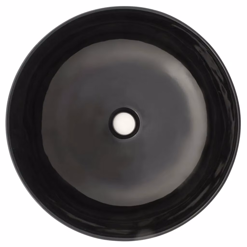 Berkfield Home Round Ceramic Basin in Black, W: 41.5 cm, D: 13.5 cm – 3