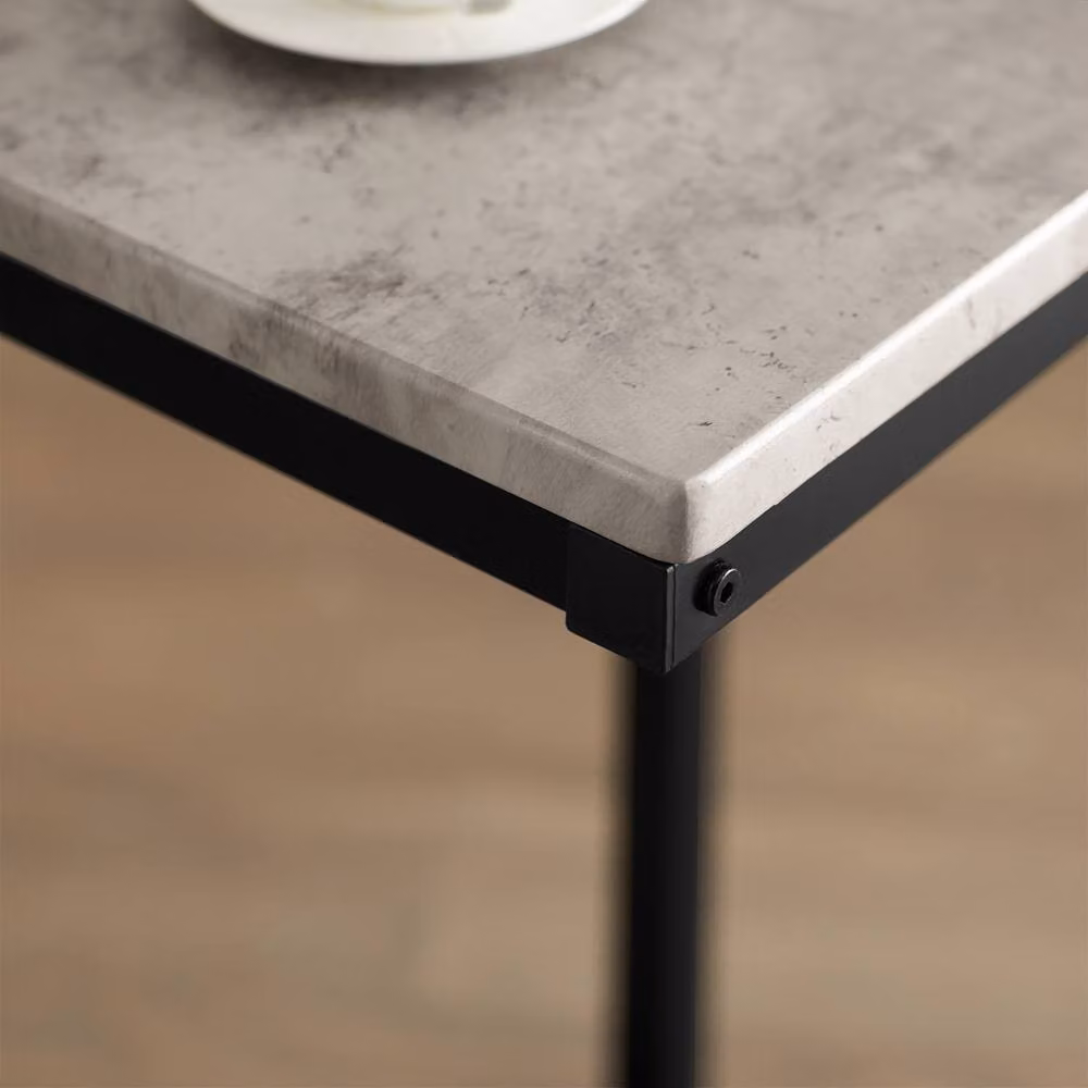 SoBuy Industrial C-Shaped Side Table with Metal Frame and MDF Laminate in Grey and Black – 5