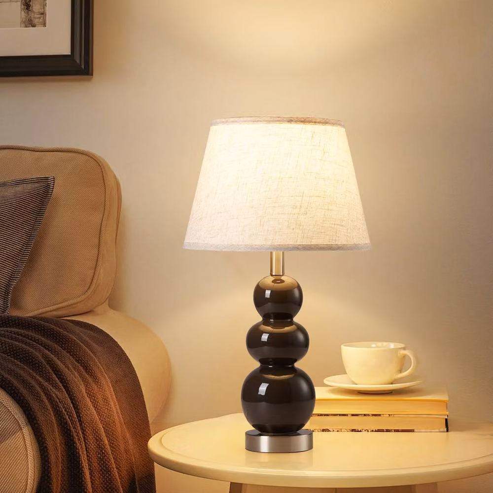 Garwarm Set of 2 Grey Ceramic Table Lamps with USB Ports and Bulbs Included, Height: 62.4 cm – 5