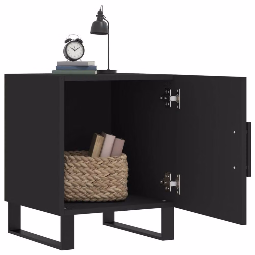 Berkfield Home Set of 2 Modern Black Bedside Cabinets in Engineered Wood, W/D/H: 40 x 40 x 50 cm – 2