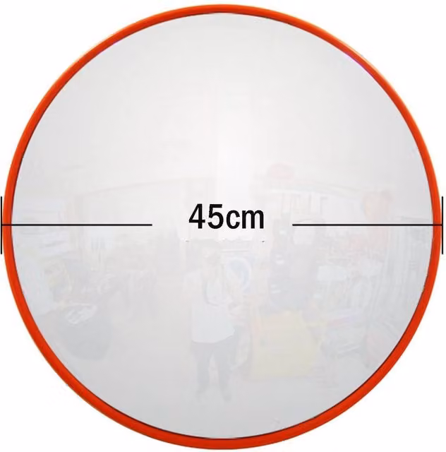 NESTLUNE Orange Convex Car Safety Mirror for Outdoor Garage and Driveway Security, W: 100 cm, D: 15 cm