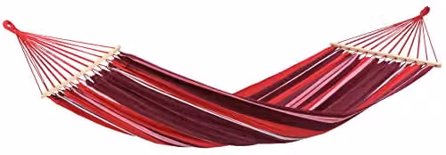 Amazonas Samba Hammock AZ-1072115 in Red and Multicolour Striped Fabric with Spreader Bar