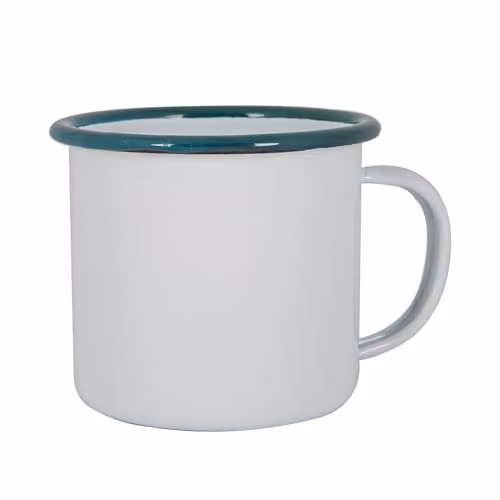 Argon Tableware Green and White Enamel Mugs, 375ml, Set of 12 – 4