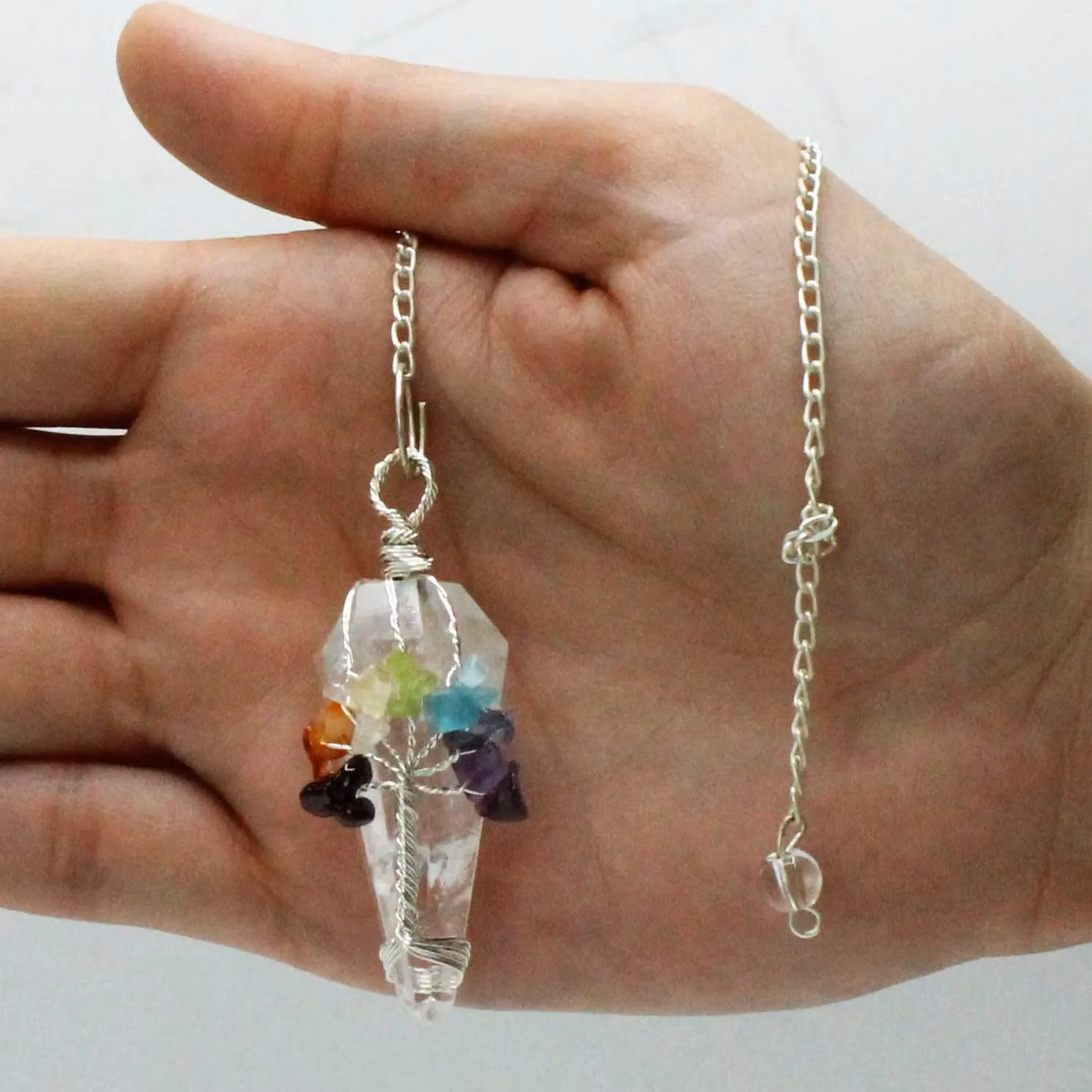 KDMD Magic Pendulum Seven Chakra White Rock Quartz – 2