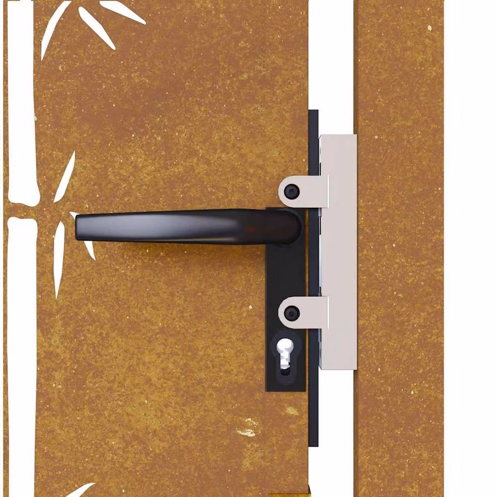 Berkfield Home Beautiful Garden Gate, Corten Steel Bamboo Design, Brown, W/H: 105 x 105 cm – 3