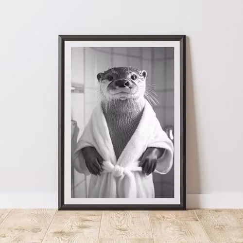 60 Second Makeover Otter Bathrobe Animal Print Paper Poster, A3 Size, Multicolour