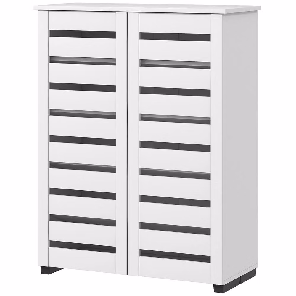STILVORA Modern White Shoe Cabinet with Hinged Doors and Internal Shelves – 3