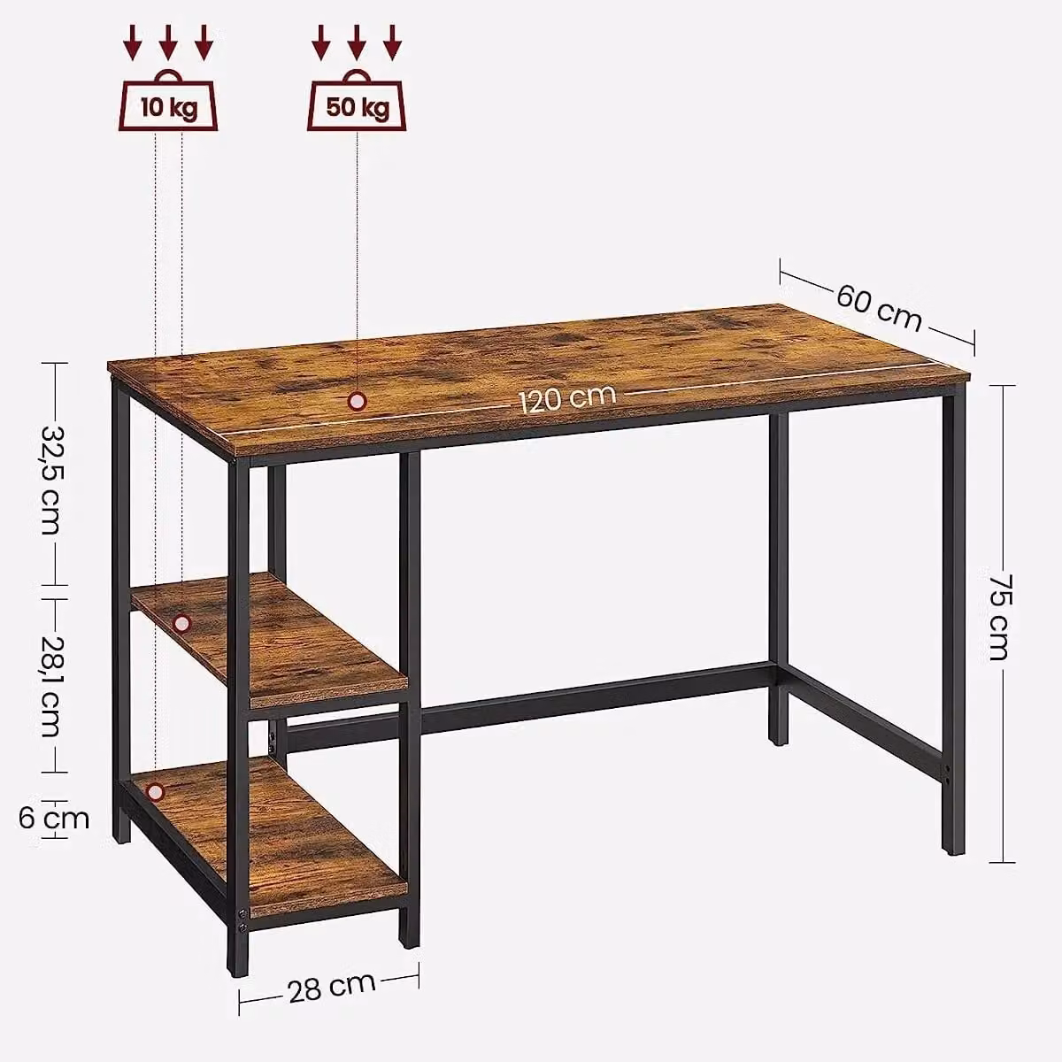 VASAGLE Modern Computer Desk in Brown – 3