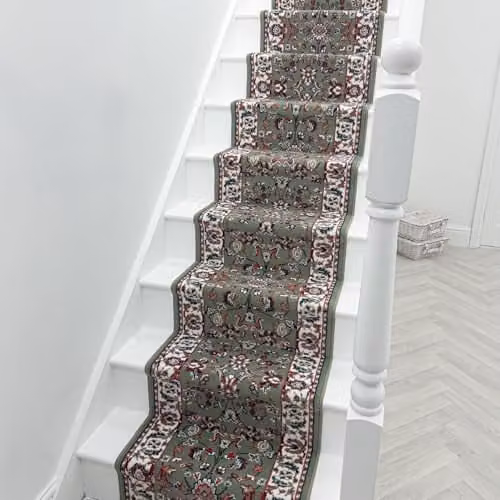 runrug Persian Stair Runner Carpet, Green, W: 70 cm, L: 480 cm – 4