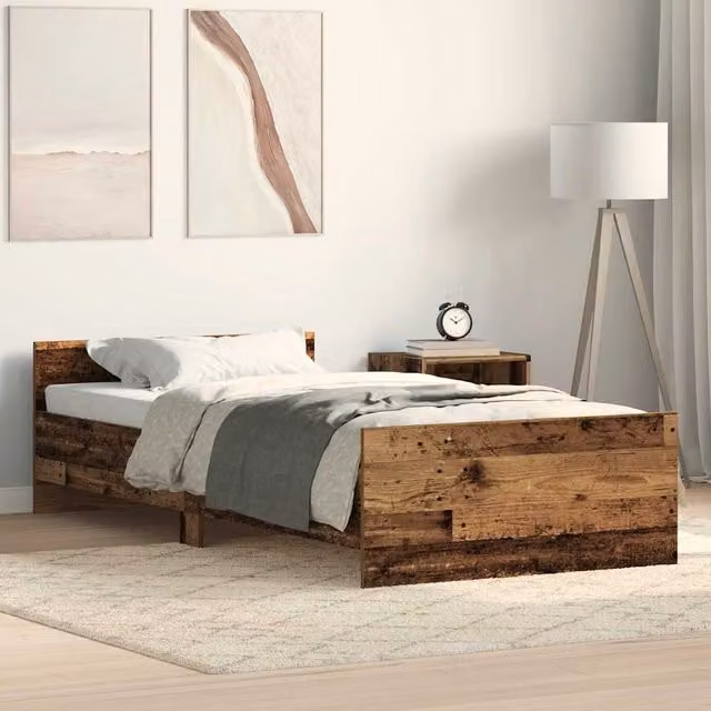 Berkfield Home Bed Frame in Old Wood Brown, Engineered Wood with Lift Up Base, W/D/H: 190 x 75 x 50 cm