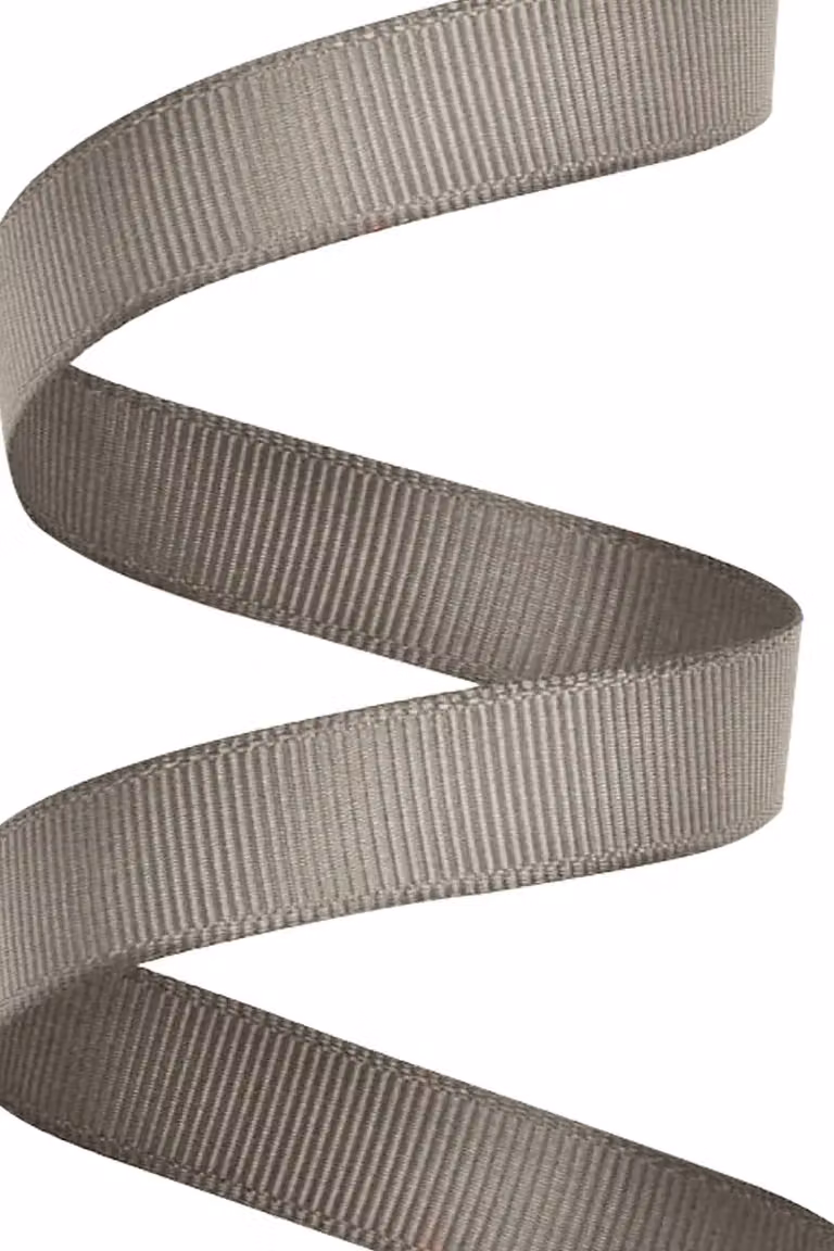 Neel Blue Grosgrain Ribbon, Solid Polyester Ribbon in Dark Grey, 15 mm x 10 m