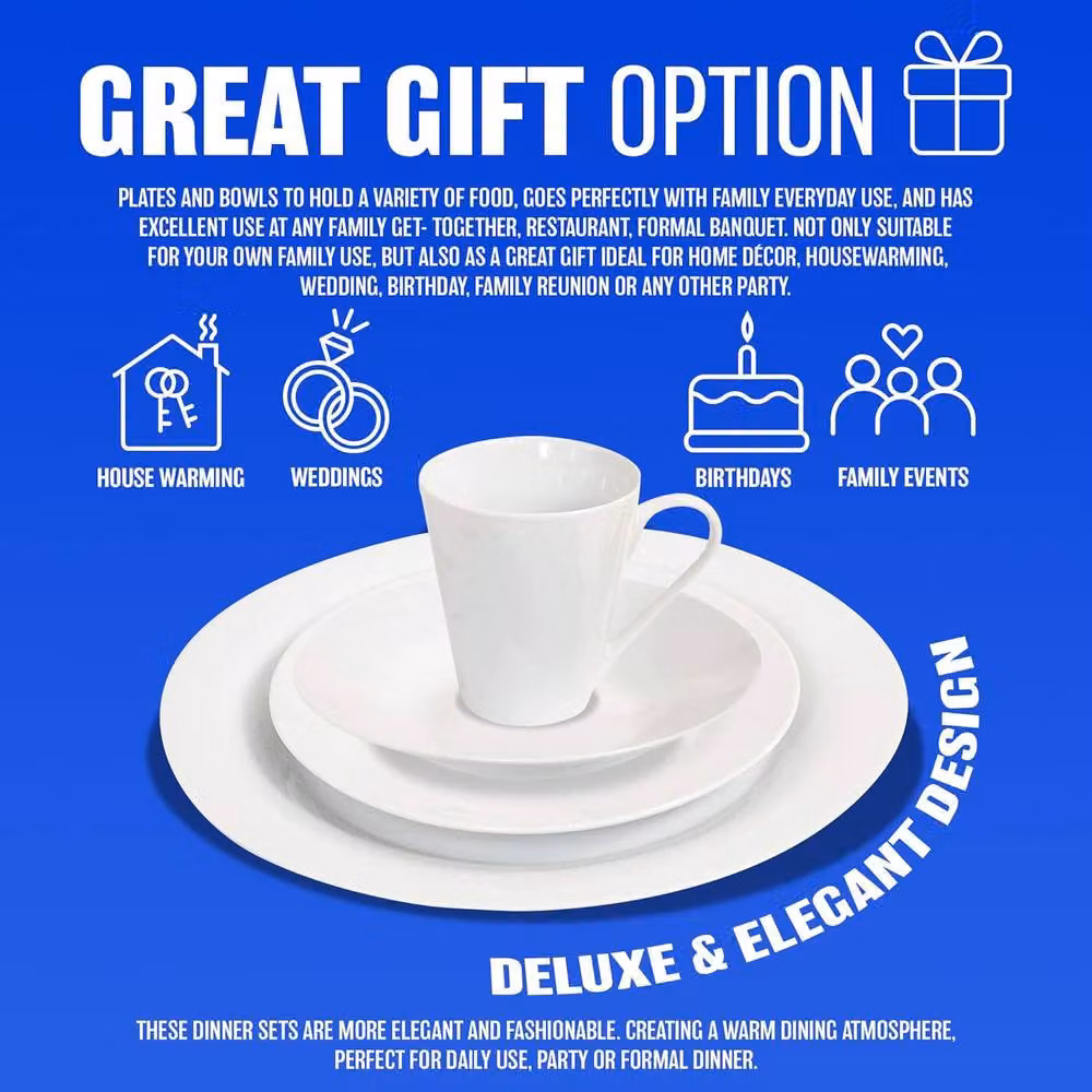 BARGAINS-GALORE 16 Piece White Porcelain Dinner Set – 4