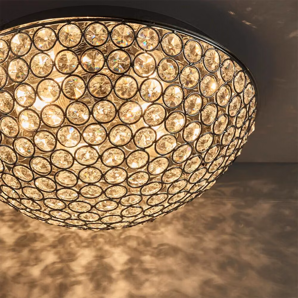 Loops Chrome and Crystal Bead Dome Bathroom Ceiling Light IP44 W/D/H: 30.5 x 30.5 x 11.5 cm – 2