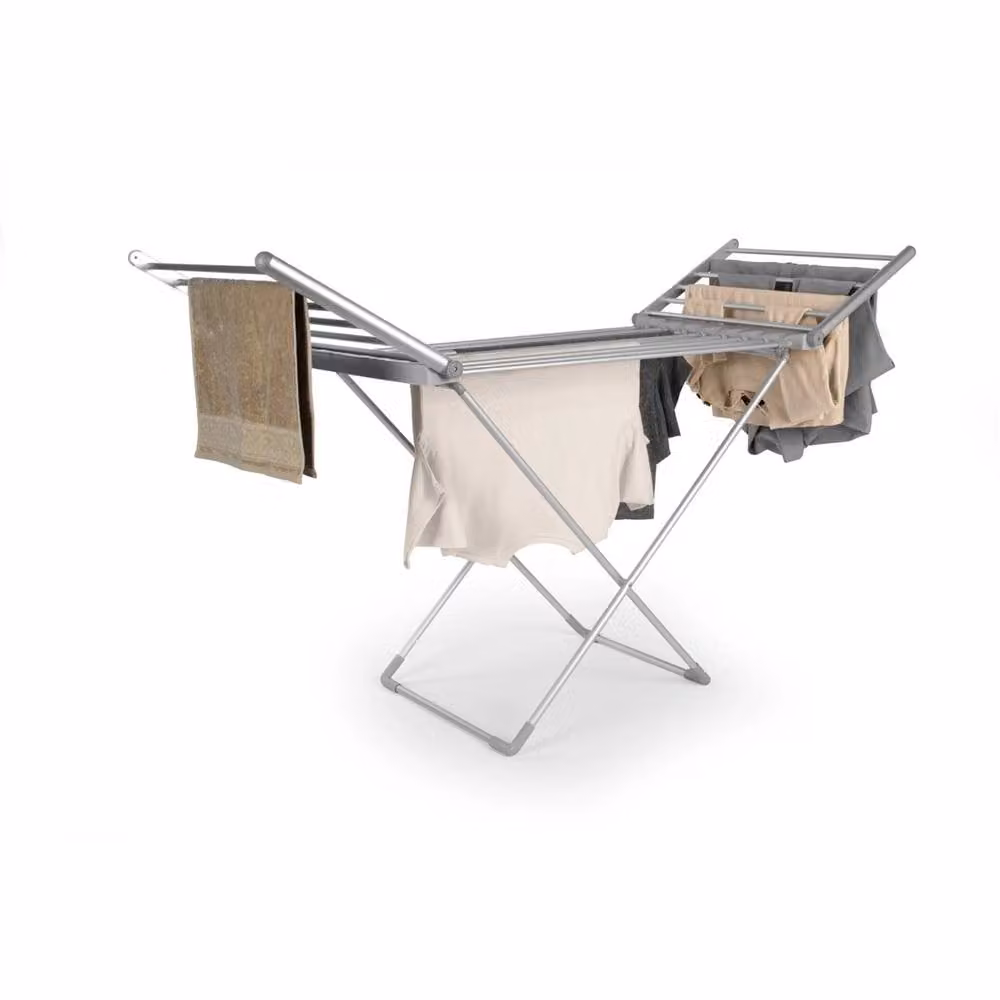 Havendro Collapsible Heated Aluminium Clothes Drying Rack in Silver, 0.6m2 – 2