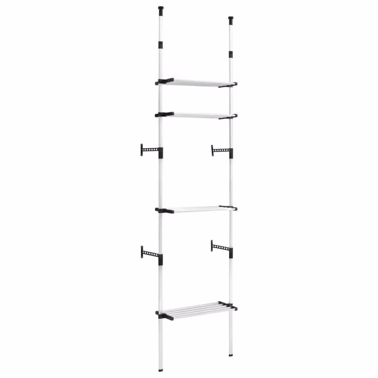 Berkfield Home Telescopic Wardrobe System with Shelves in Silver Aluminium