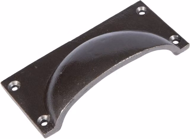 Hammer and Tongs Iron Shell Rectangular Cabinet Cup Handle, Grey and Black, 105 x 50 mm