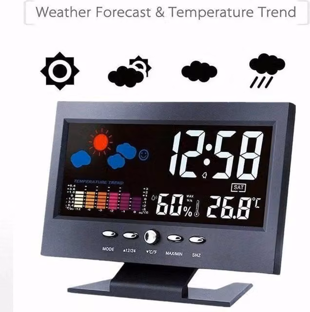 Kelvenix LED Digital LCD Display Alarm Clock in Black – 1